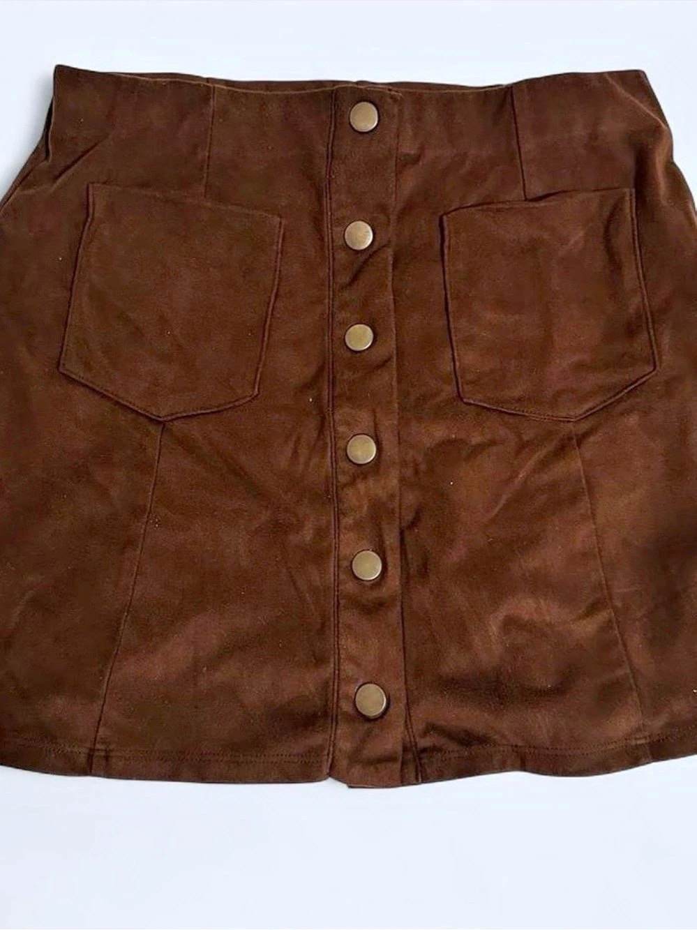 Forever 21 Button-Front Mini Skirt in Dark Brown, Size Small
